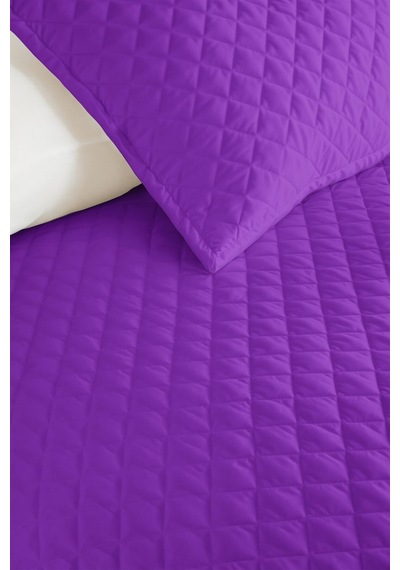 Mor Kapitone Genç Odası Tek Kişilik Pike Takımı - Düz Renk Modern 160x220 Cm Kapitone Yatak Örtüsü Perde Örtü Akışı