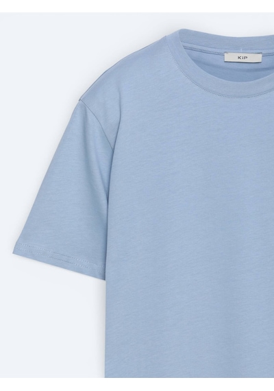 Kip Açık Mavi Düz %100 Pamuk T-shirt