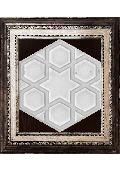 Armada Çini 15X17 Cm Rölyefli Yıldız Beyaz Altıgen Çini Pano