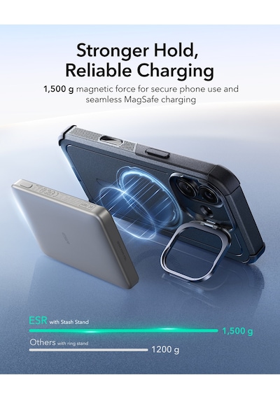 Esr Apple Uyumlu iPhone 17 Cyber Tough Manyetik Kılıf Kamera Kontrol Özellikli Stantlı Siyah