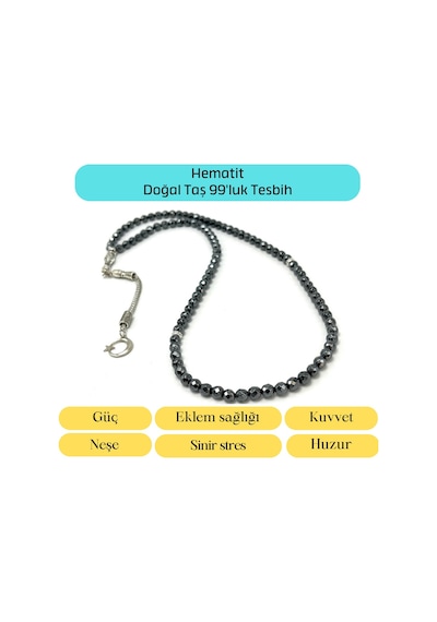 Yıldız Doğal Taş Hematit 6mm 99luk Doğal Taş Tesbih