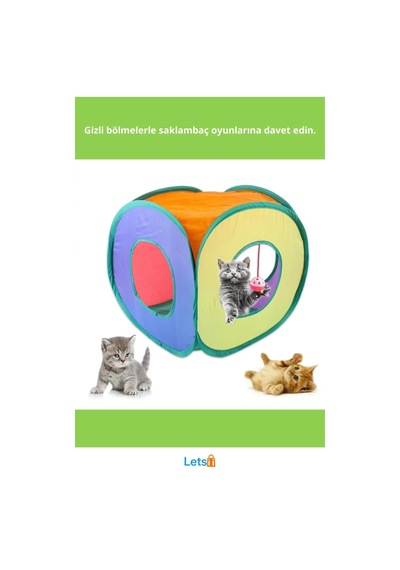 Renkli Dayanıklı Kedi Oyun Tüneli Asılı Oyuncak Top İle Eğlenceli Saklanma Alanı
