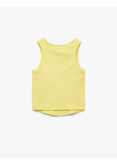 Koton Pamuklu Kolsuz Bisiklet Yaka Basic Crop Atlet Sarı 5skg30029ak Sarı