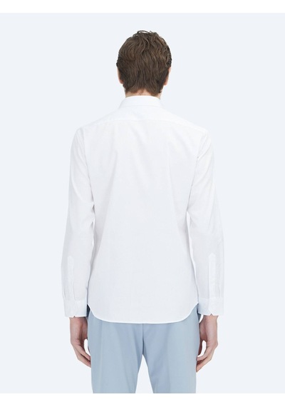 Kip Beyaz Düz Slim Fit Uzun Dokuma Klasik %100 Pamuk Gömlek