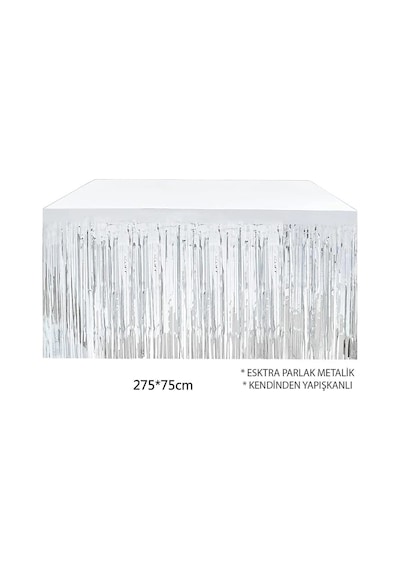 Gümüş Metalize Masa Eteği 275x75 Cm Kendinden Yapışkanlı - Parti Ve Kutlama - Doğum Günü 0 - 99