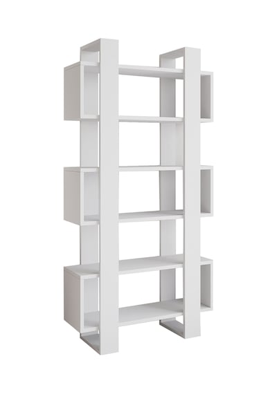 Milano Kitaplık, Raflı Kitaplık, Kütüphane, Çalışma Odası, Ev-ofis, Beyaz - Beyaz Beyaz