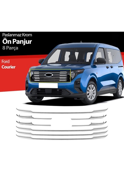Ford Courier Krom Ön Panjur, 8 Parça 2023 Ve Üzeri 304 Paslanmaz