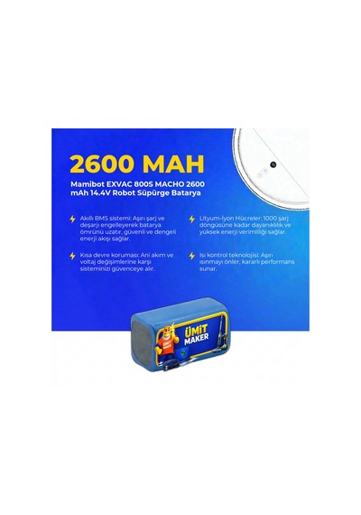 Mamibot Exvac 800s Macho 2600 Mah 14.4v Robot Süpürge Batarya