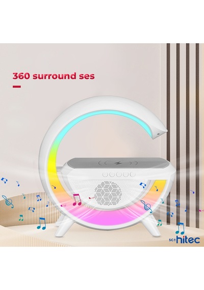 Schitec Bluetooth Hoparlörlü Kablosuz Şarj Özellikli Gece Lambası