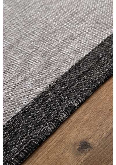 Elit Premium Sisal Jut Halı 1401 Hav Ve Toz Yapmaz Bordürlü Halı Gri-siyah Gri - Siyah