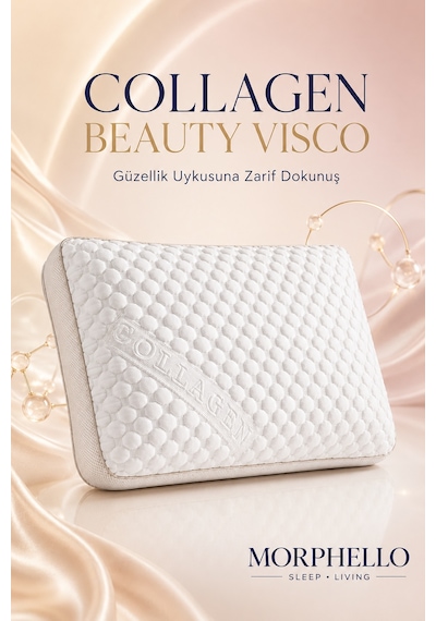 Morphello Collagen Ortopedik Yastık 40 60 Cm Boyun Destekli Yıkanabilir Kılıflı Nefes Alan Premium Uyku Yastığı Krem