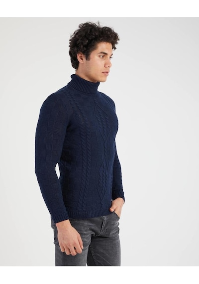 Elku Moda Slim Fit Erkek Kazak Desenli Örme Boğazlı Kazak Slimfit Balıkçı Yaka Triko Lacivert Elku Moda Slim Fit Erkek Kazak Desenli Örme Boğazlı Kazak Slimfit Balıkçı Yaka Triko Lacivert