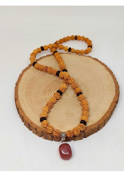 Çilek Kuvars Taşlı Rudraksha Tohum Kolye Dolama Bileklik 8mm 497