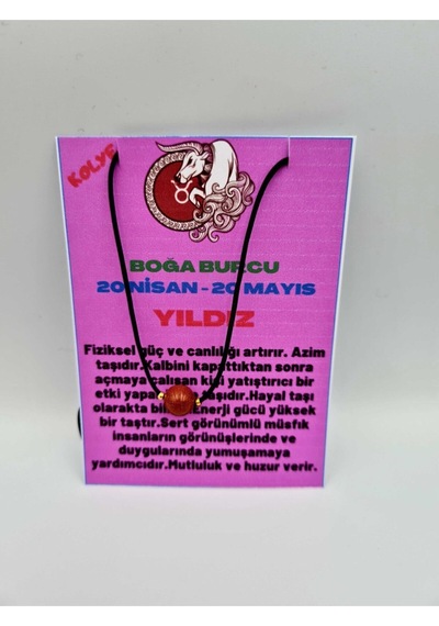 Sertifikalı Boğa Burcu Yıldız Taşı Doğal Taş Kolye Çok REnkli