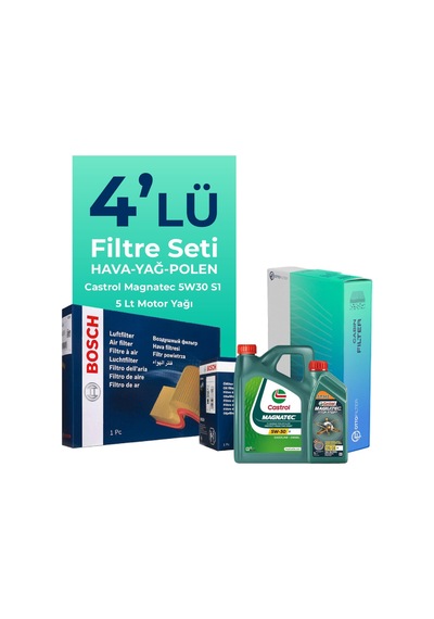 Bosch Fiat Doblo 1.6 Dizel Filtre Bakım Seti Castrol Motor Yağlı (2010-2015) 4 Lü