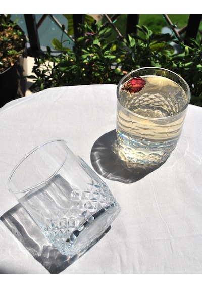 6'lı Cam Meşrubat Bardağı Su Kokteyl Soğuk Kahve Bardak 340 Ml