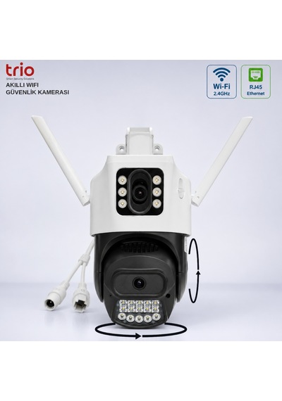 Trio Tr-wx239 Çift Kameralı Wifi Güvenlik Kamerası Zoom Lensli Ptz Takipli Ip66 12v Adaptör Dahil