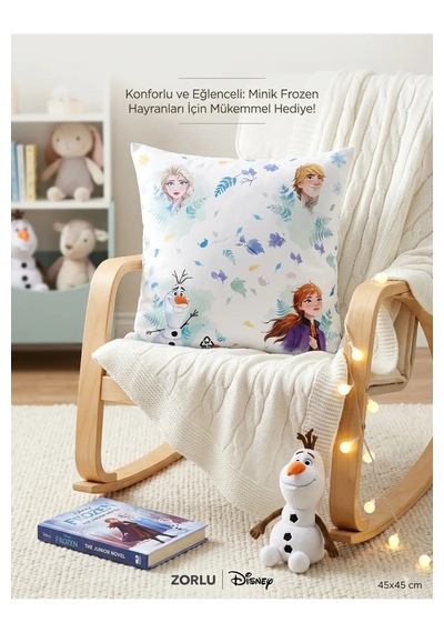 Zorluteks Zorlu Disney Frozen Karlar Ülkesi Lisanslı Dekoratif Kırlent / Yastık Buz Mavi
