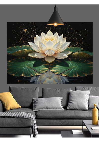 Nilüfer Çiçeği Ve Bataklık Lotus Dekoratif Kanvas - Mdf Ahşap Tablo