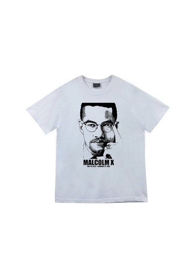 Stoned&Fame Unisex Beyaz Malcolm X Baskılı T-shirt Beyaz
