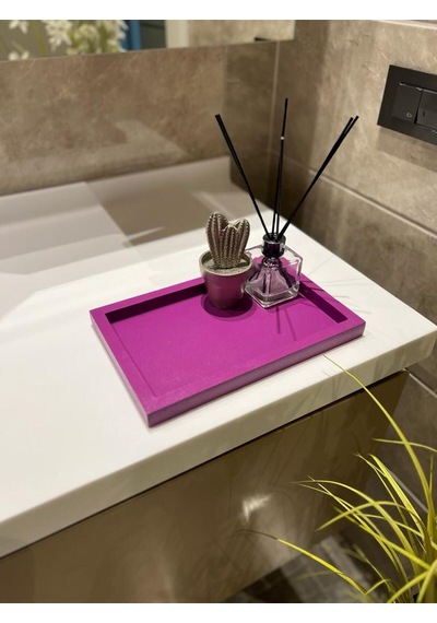 Hazeran Moru Mini Dikdörtgen Rengi Model Dekorasyon Düzenleyici Ahşap Tepsi 29x19 Cm