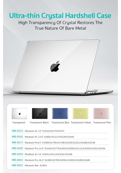MacBook Neo A3404 Uyumlu Ultra İnce Kristal Sert Kılıf Hardcase Şeffaf