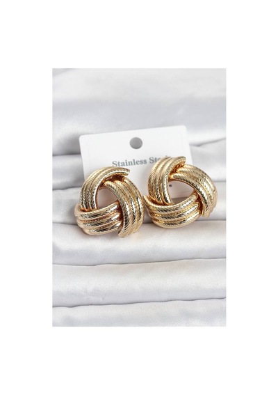316l Çelik Gold Renk Sarmal Model Kadın Küpe Tj-bkp11841 Evimdeyokyok