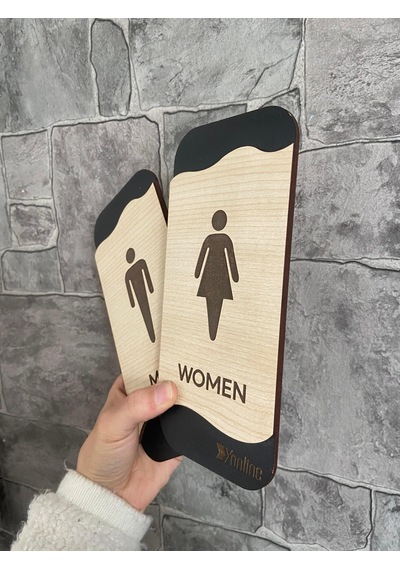 Meşe Serisi Mdf Kadın Wc Ve Erkek Wc Set