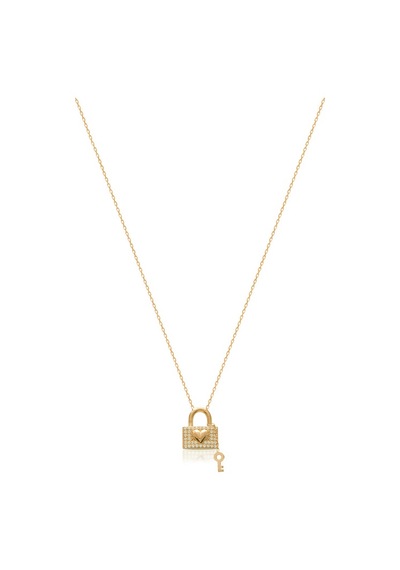 Emılıano Jewellery 925 Ayar Gümüş Taşlı Kalp Kolye Gold - Rose Gold - Gümüş