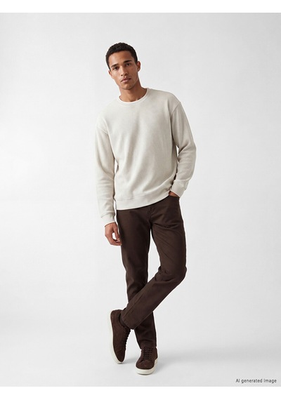Lcw Vision Bej Bisiklet Yaka Fitilli Erkek Sweatshirt