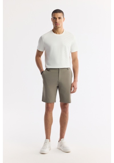 Avva Erkek Haki Beli Lastikli Bi-stretch Teknik Kumaş Relaxed Fit Şort A51y3712