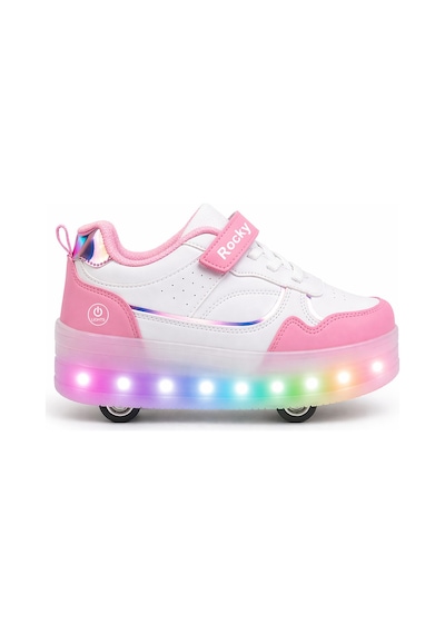 Glow Kız Erkek Çocuk Patenli, Işıklı Rahat Spor Ayakkabı & Sneaker 4 Teker Kaykay Ayakkabı Pembe