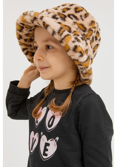 Benitto Kids Benittokids Kız Çocuk Peluş Bucket Şapka 7001-leopar
