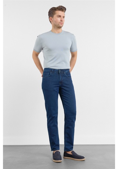 İmza Lacivert Gabardin 5 Cep Düz Paça Casual Slim Fit Pamuklu Denim Pantolon 1023255161