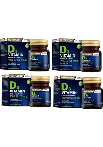 Nutraxin Vitamin D3 1000 IU 120 Tablet 4 Adet