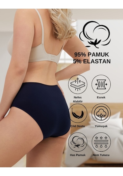 Alya Underwear Kadın Pamuklu Hipster - Slip Külot 5 Farklı Renk 1 Pakette Siyah-Beyaz-Ten