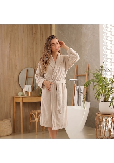 Chakra Solıd Bambu Unısex Bornoz Kum Taşı