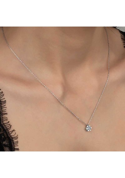 Swarovski Taşlı Gümüş Tektaş Kadın Kolye (551180748)