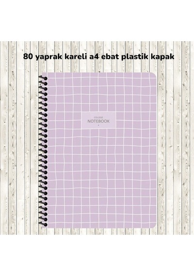 Kareli A4 80 Yaprak Plastik Kapak Telli Defter College Keskin Color Yeşil