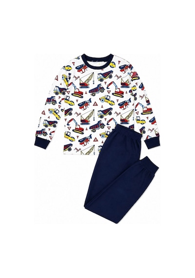 Ertaş Trend Store Erkek Çocuk Premium Penye İş Makinesi Desenli Uzun Kollu Pijama Takımı 2-11 Yaş - Lacivert Çok Renkli