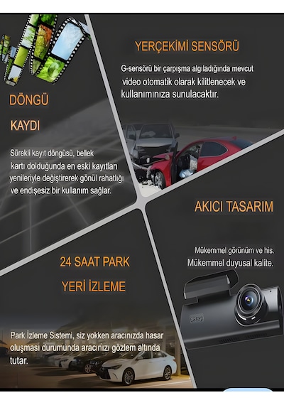 1080p Wi-fi Mini Araç Kamerası 170 Geniş Açı, Gece Görüş, Döngüsel Dvr Kayıt, Dash Araba Cam