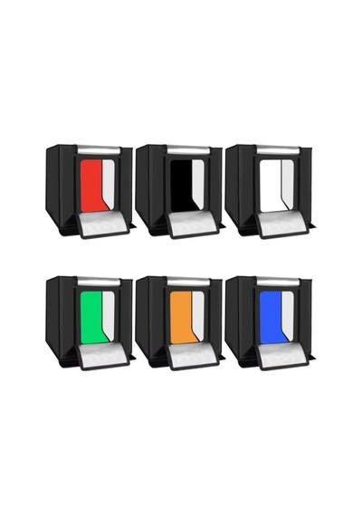 40x40 Cm 2x32 Led Işıklı Taşınabilir Fotoğraf Çekim Çadırı Stüdyo Kutusu 6 Farklı Fon Çok Renkli