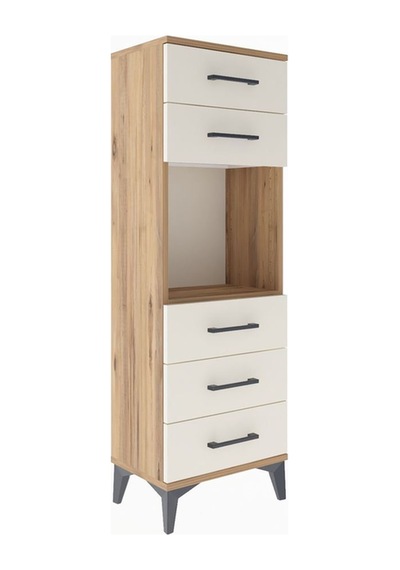 Arges Dolap Tek Raflı 5 Çekmeceli 44x30x134 Çam-aytaşı Atlas Çam