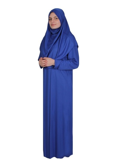 Zehranaz Namaz Elbisesi Saks Mavisi Fermuarsız Namaz Elbisesi (545585341) Saks