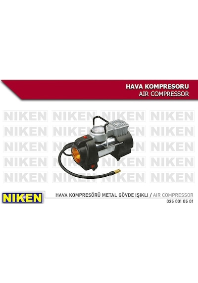 Niken Çantalı Araç Oto Hava Kompresörü Metal Gövde Işıklı 12v 150 Psı