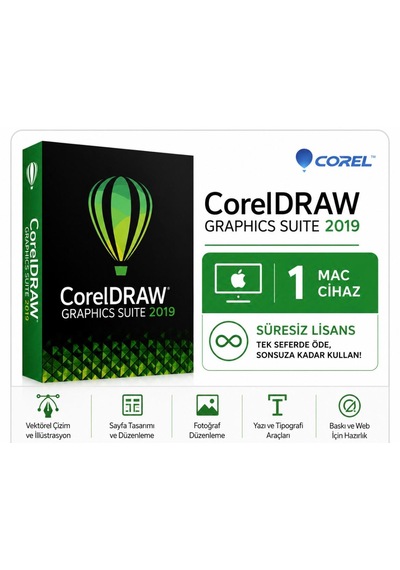 Corel Coreldraw Graphics Suite 2019 Mac - 1 Mac Cihaz Süresiz Dijital Kod