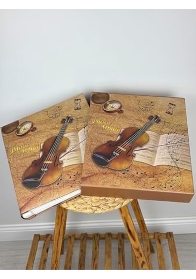 Rs25 Fotoğraf Albümü 10x15cm 600 Lük Keman Desenli Kutulu Yatay Dikey Modeli