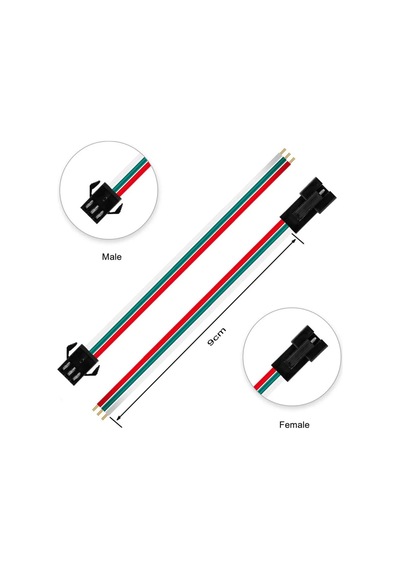 2 Adet 3 Pin Jst Sm 10cm Kablo Erkek Dişi Çifti Bağlantı Soketi Led Konnektör Şerit Led Rgb Ws2812b Ws2811