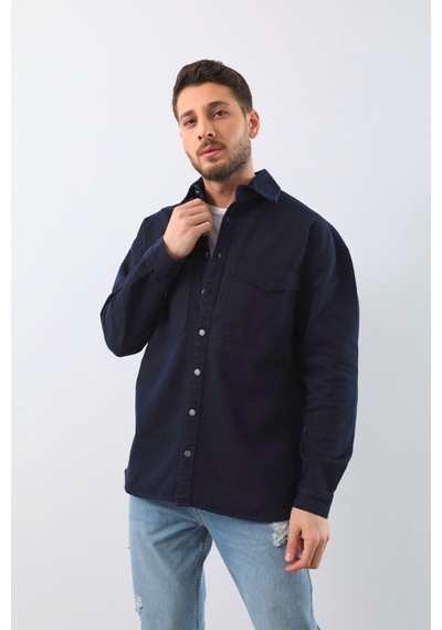 Erkek Oversize Jean Gömlek Lacivert 001