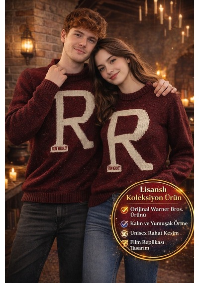 Harry Potter Ron Weasley Kazak Lisanslı Bordo R Harfli Unisex Koleksiyon Ürün - Xs Beden